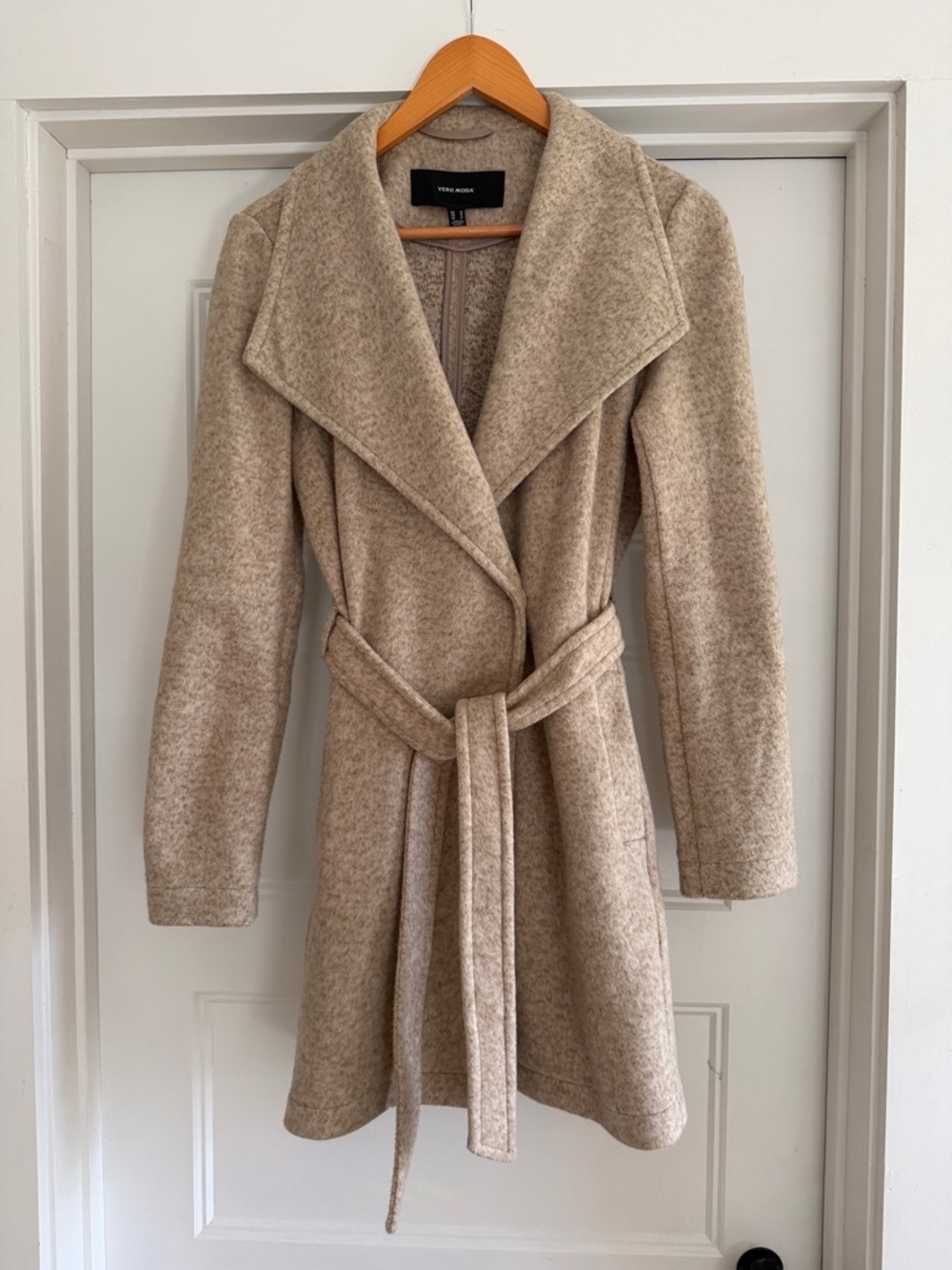 Vero Moda Sand Tan Wrap Trench Coat with Self-Tie Belt